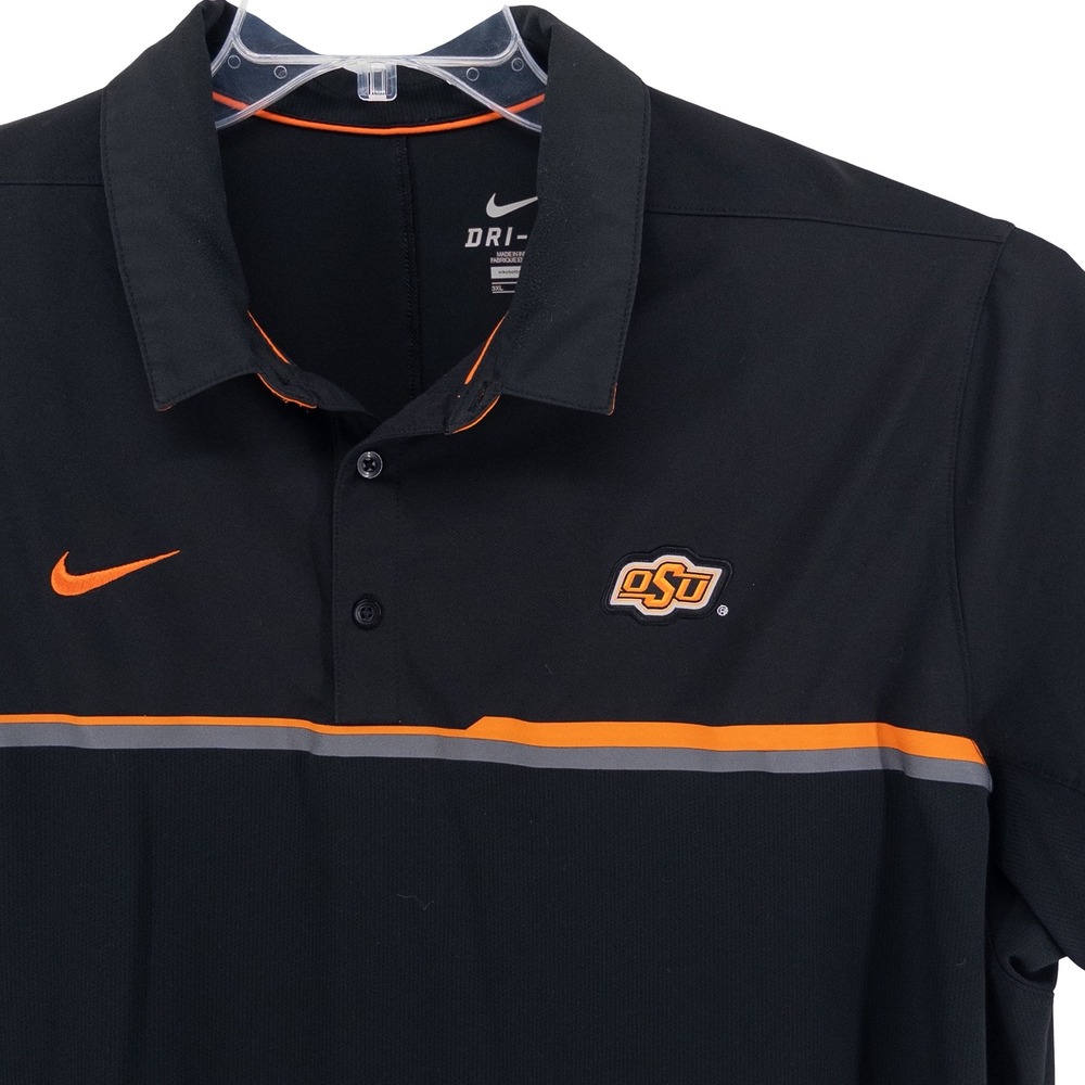 Nike Mens 3XL Coaches Polo Shirt Black Oklahoma State University Cowboys Dri-FIT